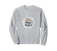 Paws & Reflect: Citation inspirante pour Les Amoureux des Chats Sweatshirt, Unisexe pour Adultes, Gris Chiné, XL