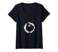 Paws & Reflect: Citation inspirante pour Les Amoureux des Chats T-Shirt avec Col en V, Femme, Noir, XXL