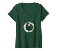 Paws & Reflect: Citation inspirante pour Les Amoureux des Chats T-Shirt avec Col en V, Femme, Vert Forêt, S