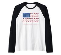 Paws Stripes 4th July Flag Black Long Haired Dachshund Lover Manche Raglan
