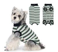 PawSailor Body Chein Rayée Combinaison de Récupération pour Chien Élastique Coton Doux Body Post-Opératoire Femelle Mâle Shirt Médical Chiot, Alternative au Cône, Protecteur Plaie, Noir L