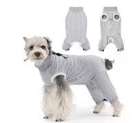 PawSailor Combinaison de convalescence réglable avec cordon de serrage pour chien, mâle femelle, combinaison post-chirurgie, empêche le léchage et couverture de plaie, gris, taille L