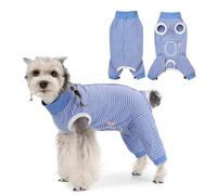 PawSailor Combinaison de convalescence réglable avec cordon de serrage pour chien, mâle femelle, combinaison post-chirurgie, empêche le léchage et couverture de plaie, bleu, taille L