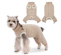 PawSailor Combinaison de convalescence réglable avec cordon de serrage pour chien, mâle, femelle, empêche le léchage, couverture de plaie, marron clair, taille L