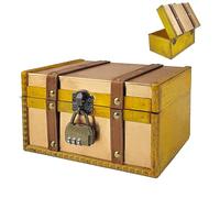 Pawsautomotively Coffre au trésor vintage en bois avec serrure à combinaison, code à trois chiffres, petit et exquis, classique et élégant, pour ranger des bijoux et des petites collections (18 × 11 ×