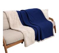 Pawsee Couverture imperméable à l’Eau pour Chien, Pet Pee Proof Fleece Sherpa Throw Blanket pour Sofa Canapé Lit Protection, Washable Réversible Meuble Protecteur Couverture 203 x 152 cm Navy Taupe