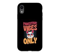 Pawsitive Vibes Only Jeu de Mots rétro pour Chat Coque pour iPhone XR
