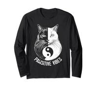 Pawsitive Vibes Yin Tang Zen pour Professeur de Yoga pour Amoureux des Chats Manche Longue