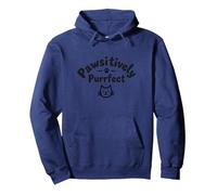 Pawsitively Purrfect Cat Lover Design pour Les Amateurs d'animaux de Compagnie Sweat à Capuche, Unisexe pour Adultes, Bleu Marine, XXL