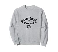 Pawsitively Purrfect Cat Lover Design pour Les Amateurs d'animaux de Compagnie Sweatshirt, Unisexe pour Adultes, Gris Chiné, L