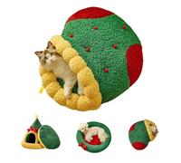 Pawsmas Christmas Tree Triangle Cat Cave Bed, Removable and Washable Winter Closed-Off Cat Bed, Cute Christmas Tree Statue Bed Hideout, for Cats to Sleep, Nap, Hide and Play (Style C,S)