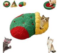 Pawsmas Christmas Tree Triangle Cat Cave Bed, Removable Inner Cushion, Warm & Windproof, Soft and Skin-Friendly, Christmas Cat Tree Bed for Cats/Small Dogs (Type-C,Small)