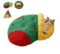 Pawsmas Christmas Tree Triangle Cat Cave Bed - Removable & Washable Winter Bed for Cats & Small Dogs, Cozy Hideaway for Sleeping, Napping, and Playing (M,#2)