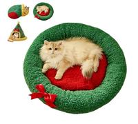 Pawsmas Christmas Tree Triangle Cat Cave Bed - Removable & Washable Winter Bed for Cats & Small Dogs, Cozy Hideaway for Sleeping, Napping, and Playing (L,#1)