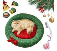 Pawsmas Grotte triangulaire en forme de sapin de Noël amovible et lavable pour chat de petite taille - Lit pour animal domestique - Pour dormir, siester, se cacher ou jouer (A, M)