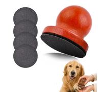 Pawsmooth - Silent Dog Nail File with 3 Sanding Pads, Manual Quiet Pet Nail Grinder Gentle Painless Nail Trimmer Ergonomic Wooden Handle Stress Free Grooming Tool (Dark red)