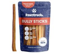 Pawstruck All-Natural Bully Sticks Bâtonnets pour Chien 30,5 cm Durable sans Cuir Brut, Faible Odeur et sans céréales, ingrédient Unique sain, Viande de bœuf, Sac de 0,5 kg