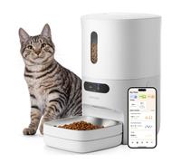 Pawsync Distributeur Automatique de Nourriture pour Chats 3,6L, WiFi 2,4G avec Rapport Alimentaire sur l'Application, Sans BPA avec Bol en Acier Inoxydable 304, Jusqu'à 10 Repas, Double Bol pour Chats