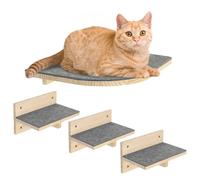 Pawtasy Étagères Murales pour Chat Mur 4 pièces Ensemble Mur d'escalade pour Chats Mural Stable pour Grands et Petits D'intérieur Jusqu'à 9.5 kg, Bois
