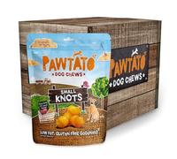 Pawtato Petits nœuds à mâcher pour chiens (6 x 150 g) | Friandises pour chien avec 87 % de patates douces, riz et levure de cuisson pour l'énergie, friandises d'entraînement naturelles, friandises