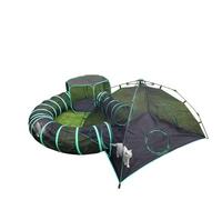 Pawtenda Aire de jeu 4 en 1 pour chat pour l'extérieur, enclos portable et pliable, cage de jeu et parc pour animaux de compagnie, avec 2 tentes et 2 tunnels