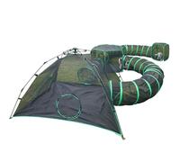 Pawtenda Aire de jeu pour chat 6 en 1 pour l'extérieur, enclos portable, cage de jeu et parc pour animaux de compagnie, avec 3 tentes et 3 tunnels