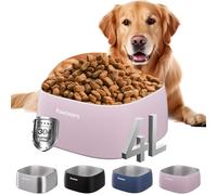 Pawtners Grande gamelle pour chien en acier inoxydable, 4 L, bol d'eau et de nourriture pour chiens de grande race avec base antidérapante, gamelles en métal faciles à nettoyer, passe au