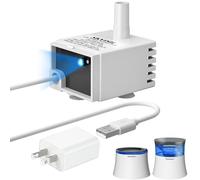 Pawtners Pompe de rechange pour fontaine de chien de 25,4 cm/17 cm, pompe de rechange avec capteur d'eau et voyant lumineux, fontaine à eau pour chats à l'intérieur de la pompe à eau ultra silencieuse