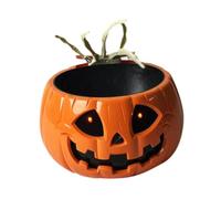 PawwJoy Bol à bonbons en forme de citrouille d'Halloween avec squelette mobile ornement de main animée Halloween crâne bol pour décoration d'intérieur, 25 x 15 cm, orange