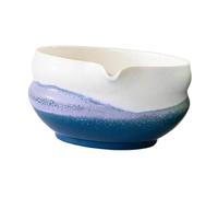 PawwJoy Bol à matcha avec bec verseur en porcelaine Chawan pour amateurs de thé, infusion d'eau froide et chaude, 14,5 x 7,4 cm - Bleu