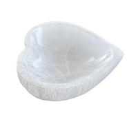 PawwJoy Bol en cristal en sélénite en forme de cœur - Organisateur de bijoux - Décoration de la maison - Cadeau de méditation - 12 cm