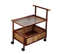 PawwJoy Chariot utilitaire avec roulettes - Petite table d'appoint - Table d'appoint pour canapé inclinable - Chariot de rangement mobile avec motif rotin - 50 x 40 x 70 cm