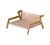 PawwJoy Griffoir pour chat avec cadre en bois - Jouet multifonction et tapis de couchage pour chats et petits chiens, 54 x 44 x 28 cm - Sisal