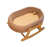 PawwJoy Hamac pour chat avec matelas en bambou, lit surélevé pour animal de compagnie avec design à bascule doux, lit ouvert pour intérieur et extérieur, 58 x 40 x 26 cm - Marron