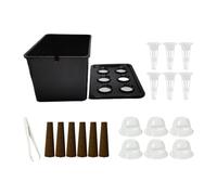 PawwJoy Kit de culture hydroponique avec 6 gousses, bac de plantation robuste pour intérieur et extérieur, 18 x 12 x 10,5 cm - Noir