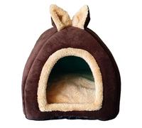 PawwJoy Lit Chaud et Lavable pour Petit Animal Domestique - Nid Douillet pour Hamster, Écureuil, Hérisson, Cochon d'Inde - Taille M- Marron foncé M