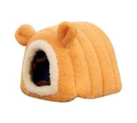 PawwJoy Lit pour hamster, cachette pour petits animaux de compagnie, lit doux et confortable pour rat, planeur, écureuil, lapin, accessoires de cage - 18 x 15 x 15 cm - Orange