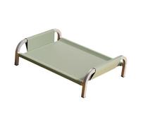 PawwJoy Lit surélevé pour animal domestique - Résistant au métal - Robuste - Pour toutes saisons - Respirant et rafraîchissant - Hamac portable pour chats d'intérieur - Vert - Taille M - Vert - M