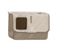 PawwJoy Litière fermée pour chat avec couvercle - Récipient robuste et anti-éclaboussures - Bassine surélevée - 60 x 40 x 40 cm - Gris
