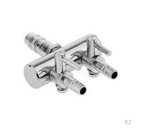 PawwJoy Lot de 2 valves de commande à levier de pompe à air d'aquarium en acier inoxydable, entrée 8 mm, sortie de 4 mm, régulateur de débit pour applications d'aquaculture d'aquarium