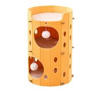 PawwJoy Maison d'escalade en feutre pour chat multi-couches - Accessoire stable - Griffoir avec balle suspendue - Pour tous les âges - 2 couches - Jaune