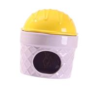 PawwJoy Nichoir en céramique en forme de crème glacée pour hamster, rat, écureuil, 13 x 16 cm - Jaune