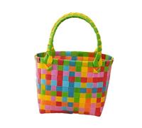 PawwJoy Sac à main tissé en PVC facile à nettoyer et respirant pour les vacances, les pique-niques, les rendez-vous, le shopping, coloré, 2 Pack, Loisirs