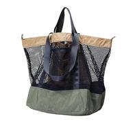 PawwJoy Sac de plage en maille - Grand sac à main de voyage - Sac à bandoulière pour les vacances en plein air et la natation, Gris/vert, 2 Pack, Loisirs