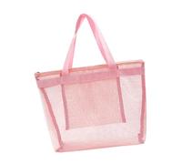PawwJoy Sac fourre-tout de plage pliable en maille grande capacité avec poche intérieure pour jouets de sable, piscine, équipement de plage, 32 x 27 x 9 cm, rose, 2 Pack, Loisirs