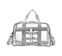 PawwJoy Sac fourre-tout en PVC transparent pour événements sportifs, voyages, trajets et festivals de musique 49 x 32 x 17 cm, gris clair, small
