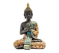 PawwJoy Statue de Bouddha Assis Sculpture Thaïlandaise Artisanale en Résine Décoration Bouddhiste Méditation