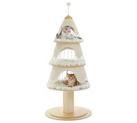 PAWZ Road Arbre à chat de Noël, Tour à chats multi-niveaux de 130 cm avec poteau à griffer recouvert de sisal de 14 cm et 3 grands condos pour chats, grand arbre à chat pour chats d'intérieur, Vert