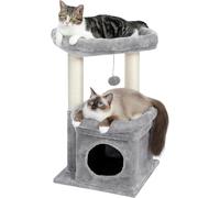 PAWZ Road Arbre à chat petit format avec tour multi-niveaux, griffoir en sisal, cabane et grand perchoir - Gris
