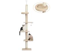 PAWZ Road Cat Tree Tour à 5 niveaux pour chats du sol au plafond, hauteur réglable, lit confortable, boule suspendue pour chats d'intérieur / chaton